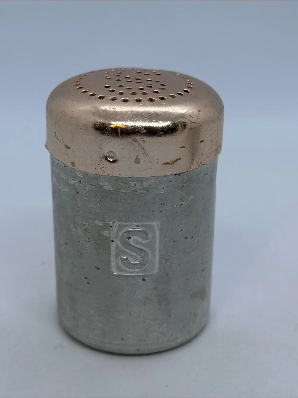 Vintage Spun  Aluminum Salt and Pepper Shakers with Copper-tone Lids Hong Kong